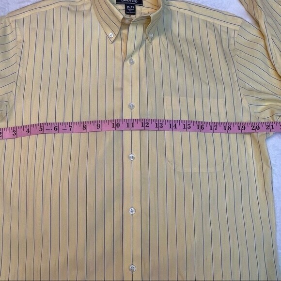 Land’s End Men’s Button Down Shirt 100% Cotton, Size 15-33 Yellow with stripes * - Picture 2 of 5